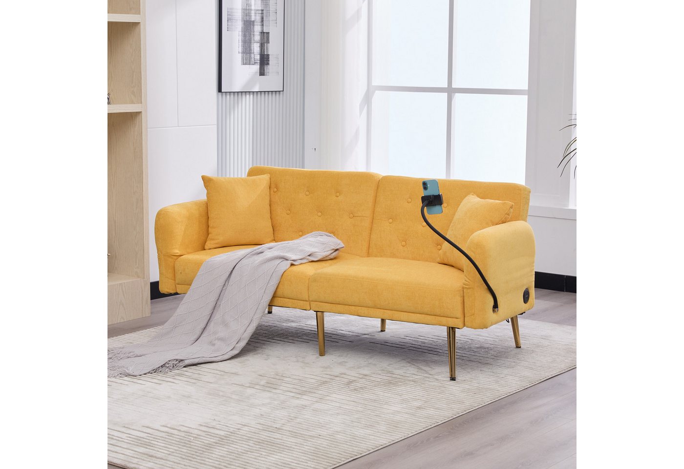 Odikalo 2-Sitzer Klappsofa Schlafsofa verstellbarer Rückenlehne, Multifunktionales Sofa-Bett für zwei Personen mit verstellbarer Rückenlehne, Handyhalter, Seitentasche, Metallbeinen – ein modernes Klappsofa als Sitzmöbel oder Gästebett. Odikalo 2-Sitzer Klappsofa Schlafsofa verstellbarer Rückenlehne, Multifunktionales Sofa-Bett für zwei Personen mit verstellbarer Rückenlehne, Handyhalter, Seitentasche, Metallbeinen – ein modernes Klappsofa als Sitzmöbel oder Gästebett. von Odikalo