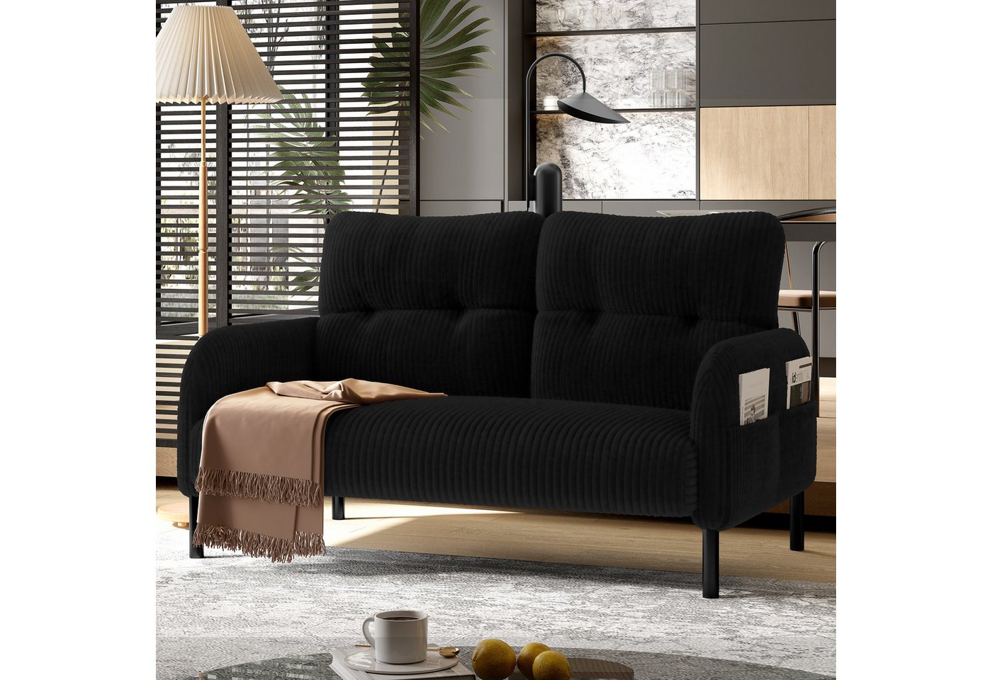 Odikalo 2-Sitzer Loungesofa Freizeitsofa Armlehnensofa Rückenlehne Metallfüß Mehrfarbig von Odikalo