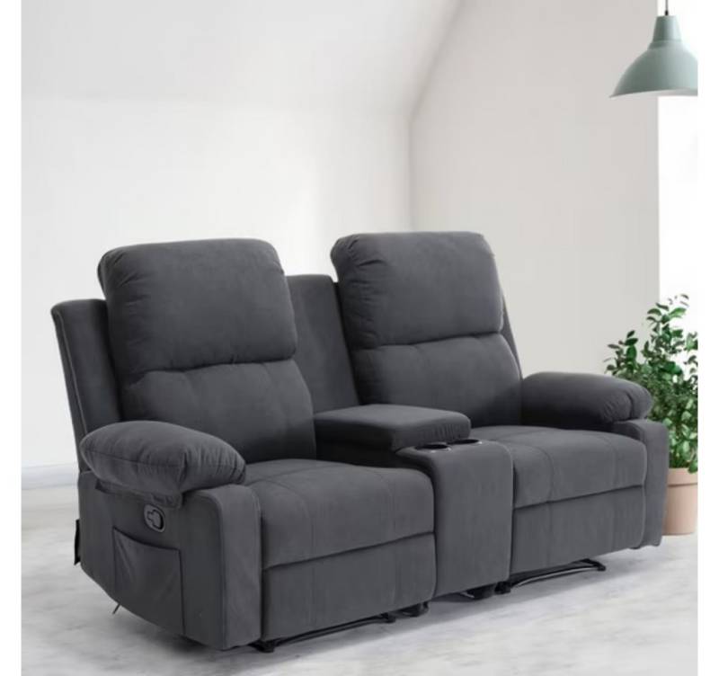Odikalo 2-Sitzer Relaxsofa Freizeitsofa Kinosofa Armlehnensofa Neigungsfunktion Schwarz von Odikalo