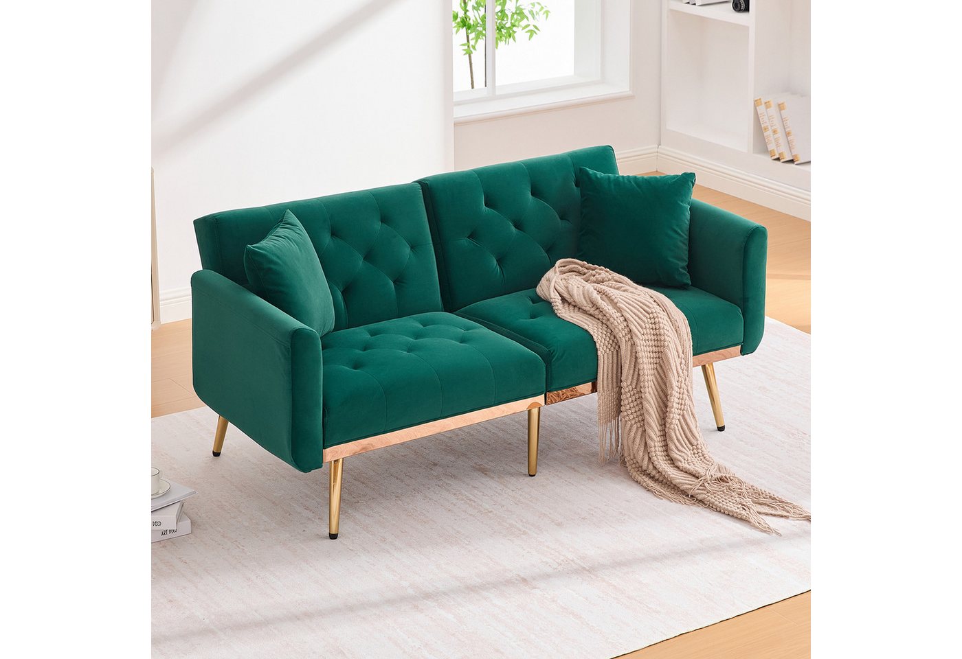 Odikalo 2-Sitzer Schlafsofa Chaiselongue mit Kissen, Modernes Wohnzimmer-Zweisitzer-Sofa, Zweisitzer-Sofa mit Kissen, Samtsofa mit verstellbarer Rückenlehne, bequemes Schlafsofa mit gepolsterten Sitzkissen und Metallbeinen für kleine Räume Odikalo 2-Sitzer Schlafsofa Chaiselongue mit Kissen, Modernes Wohnzimmer-Zweisitzer-Sofa, Zweisitzer-Sofa mit Kissen, Samtsofa mit verstellbarer Rückenlehne, bequemes Schlafsofa mit gepolsterten Sitzkissen und Metallbeinen für kleine Räume von Odikalo