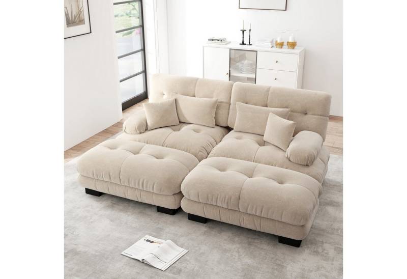 Odikalo 2-Sitzer Schlafsofa Polstersofa Ecksofa, Cloud Ecksofa für Wohnzimmer, Chenille Doppelsofa mit 2 Lendenkissen und 2 Dekokissen, Massivholzrahmen, Chenille, Polstermöbel von Odikalo