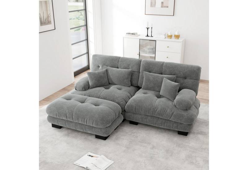 Odikalo 2-Sitzer Schlafsofa Polstersofa Ecksofa, Cloud Ecksofa für Wohnzimmer, Chenille Doppelsofa mit 2 Lendenkissen und 2 Dekokissen, Massivholzrahmen, Chenille, Polstermöbel von Odikalo