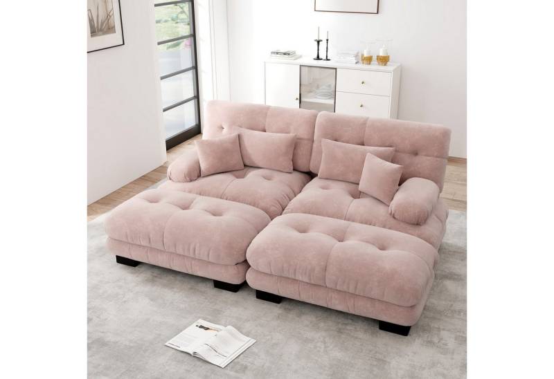 Odikalo 2-Sitzer Schlafsofa Polstersofa Ecksofa, Cloud Ecksofa für Wohnzimmer, Chenille Doppelsofa mit 2 Lendenkissen und 2 Dekokissen, Massivholzrahmen, Chenille, Polstermöbel von Odikalo