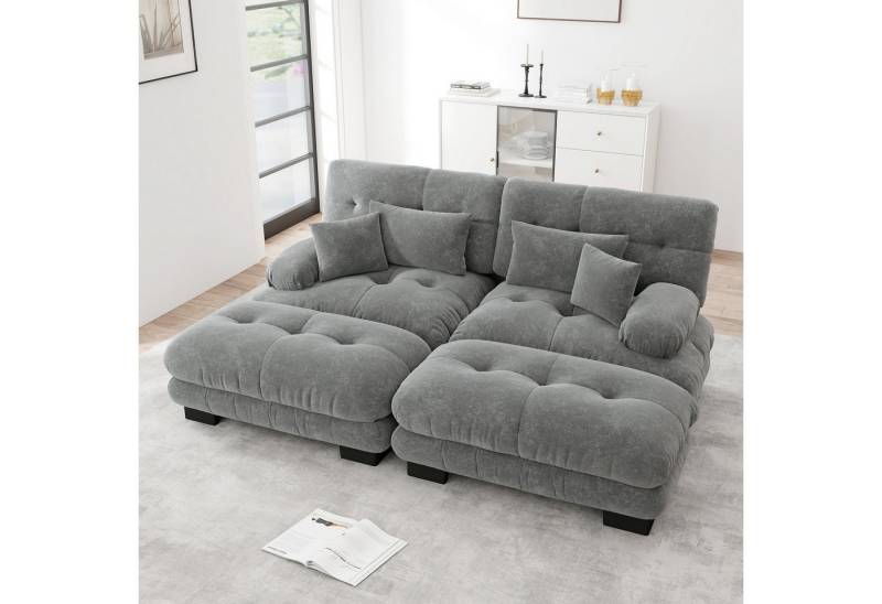 Odikalo 2-Sitzer Schlafsofa Polstersofa Ecksofa, Cloud Ecksofa für Wohnzimmer, Chenille Doppelsofa mit 2 Lendenkissen und 2 Dekokissen, Massivholzrahmen, Chenille, Polstermöbel von Odikalo