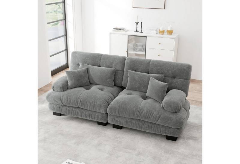 Odikalo 2-Sitzer Schlafsofa Polstersofa Ecksofa, Cloud Ecksofa für Wohnzimmer, Chenille Doppelsofa mit 2 Lendenkissen und 2 Dekokissen, Massivholzrahmen, Chenille, Polstermöbel von Odikalo