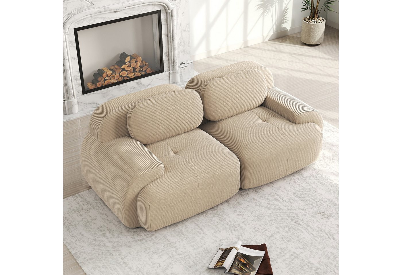 Odikalo 2-Sitzer modular kombinierbar Polstersofa Chaiselongue, 82'' Loveseat-Sofa aus Cordsamt, modular kombinierbar mit geschwungenen Armlehnen und rutschfester Unterseite, hochelastische Polsterung für Wohnzimmer, Schlafzimmer und Heimkino, Mehrfarbig Odikalo 2-Sitzer modular kombinierbar Polstersofa Chaiselongue, 82'' Loveseat-Sofa aus Cordsamt, modular kombinierbar mit geschwungenen Armlehnen und rutschfester Unterseite, hochelastische Polsterung für Wohnzimmer, Schlafzimmer und Heimkino, Mehrfarbig von Odikalo