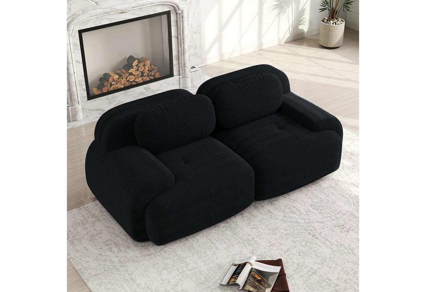 Odikalo 2-Sitzer modular kombinierbar Polstersofa Chaiselongue, 82'' Loveseat-Sofa aus Cordsamt, modular kombinierbar mit geschwungenen Armlehnen und rutschfester Unterseite, hochelastische Polsterung für Wohnzimmer, Schlafzimmer und Heimkino, Mehrfarbig Odikalo 2-Sitzer modular kombinierbar Polstersofa Chaiselongue, 82'' Loveseat-Sofa aus Cordsamt, modular kombinierbar mit geschwungenen Armlehnen und rutschfester Unterseite, hochelastische Polsterung für Wohnzimmer, Schlafzimmer und Heimkino, Mehrfarbig von Odikalo