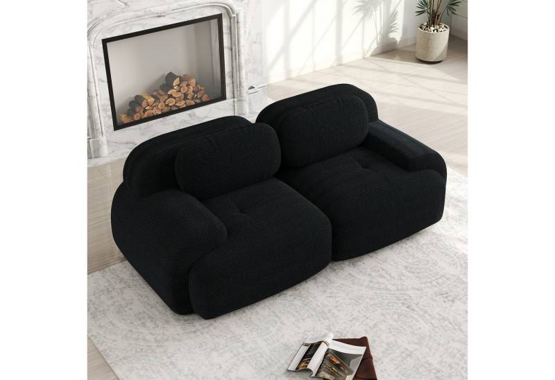 Odikalo 2-Sitzer modular kombinierbar Polstersofa Chaiselongue, 82'' Loveseat-Sofa aus Cordsamt, modular kombinierbar mit geschwungenen Armlehnen und rutschfester Unterseite, hochelastische Polsterung für Wohnzimmer, Schlafzimmer und Heimkino, Mehrfarbig von Odikalo