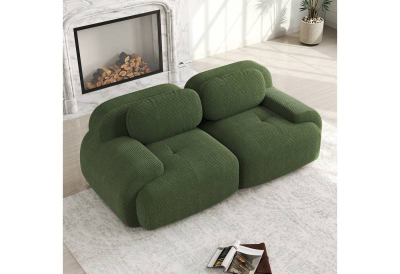 Odikalo 2-Sitzer modular kombinierbar Polstersofa Chaiselongue, 82'' Loveseat-Sofa aus Cordsamt, modular kombinierbar mit geschwungenen Armlehnen und rutschfester Unterseite, hochelastische Polsterung für Wohnzimmer, Schlafzimmer und Heimkino, Mehrfarbig von Odikalo