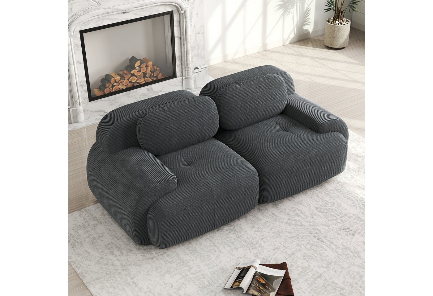 Odikalo 2-Sitzer modular kombinierbar Polstersofa Chaiselongue, 82'' Loveseat-Sofa aus Cordsamt, modular kombinierbar mit geschwungenen Armlehnen und rutschfester Unterseite, hochelastische Polsterung für Wohnzimmer, Schlafzimmer und Heimkino, Mehrfarbig Odikalo 2-Sitzer modular kombinierbar Polstersofa Chaiselongue, 82'' Loveseat-Sofa aus Cordsamt, modular kombinierbar mit geschwungenen Armlehnen und rutschfester Unterseite, hochelastische Polsterung für Wohnzimmer, Schlafzimmer und Heimkino, Mehrfarbig von Odikalo
