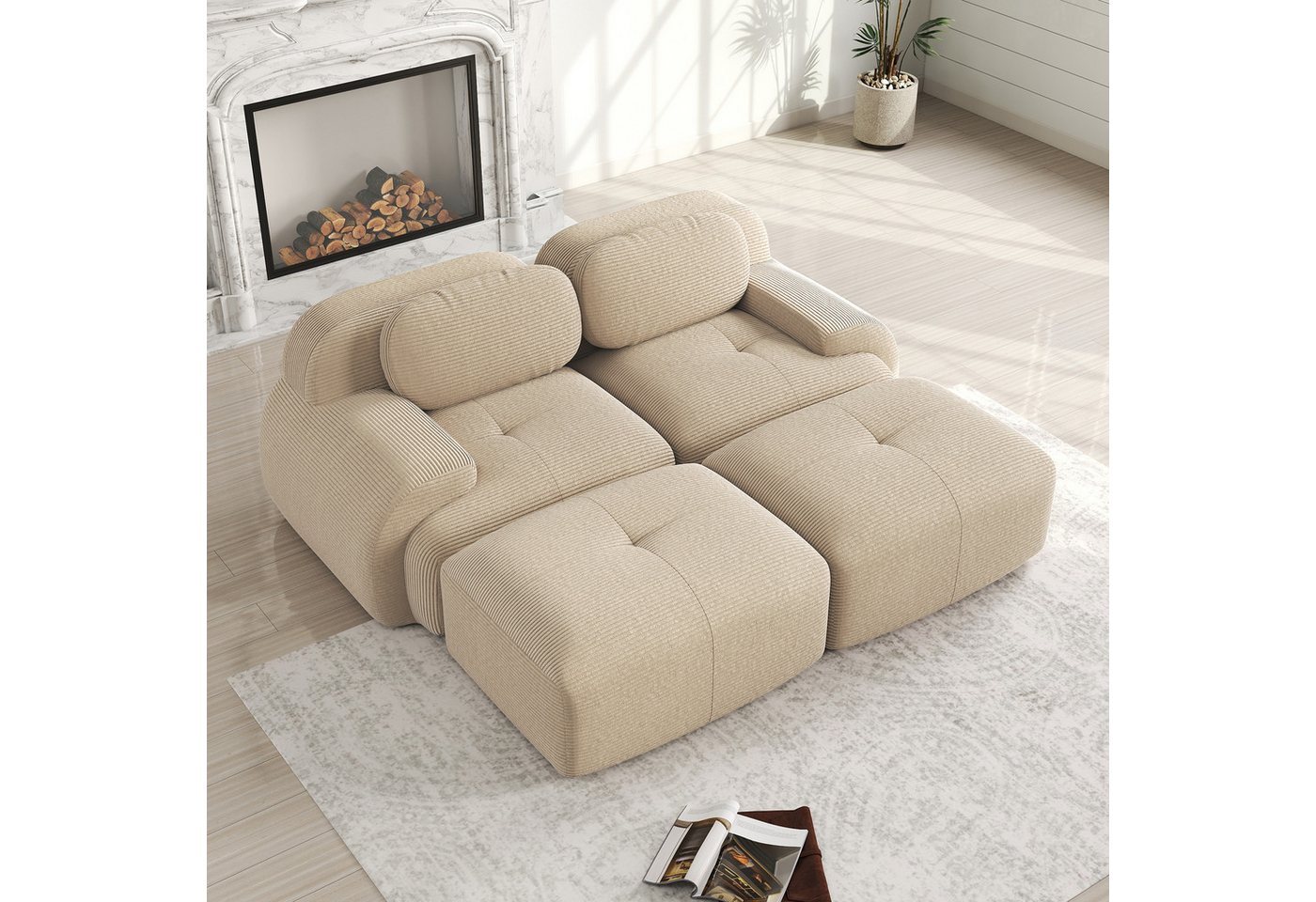 Odikalo 2-Sitzer modular kombinierbar Schlafsofa Polstersofa, 2-Sitzer-Sofa aus Cordstoff, modular kombinierbar mit Chaiselongue, rutschfest, ergonomische Armlehnen und hochelastische Polsterung für Wohnzimmer und Schlafzimmer, Mehrfarbig Odikalo 2-Sitzer modular kombinierbar Schlafsofa Polstersofa, 2-Sitzer-Sofa aus Cordstoff, modular kombinierbar mit Chaiselongue, rutschfest, ergonomische Armlehnen und hochelastische Polsterung für Wohnzimmer und Schlafzimmer, Mehrfarbig von Odikalo