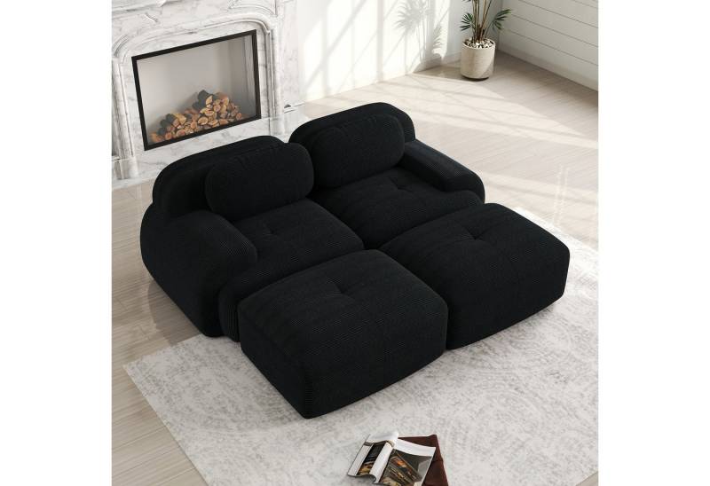 Odikalo 2-Sitzer modular kombinierbar Schlafsofa Polstersofa, 2-Sitzer-Sofa aus Cordstoff, modular kombinierbar mit Chaiselongue, rutschfest, ergonomische Armlehnen und hochelastische Polsterung für Wohnzimmer und Schlafzimmer, Mehrfarbig von Odikalo