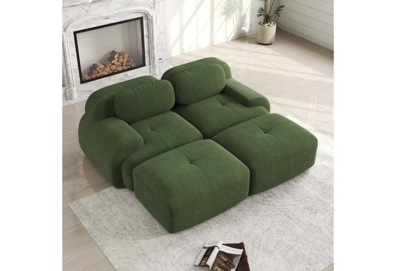 Odikalo 2-Sitzer modular kombinierbar Schlafsofa Polstersofa, 2-Sitzer-Sofa aus Cordstoff, modular kombinierbar mit Chaiselongue, rutschfest, ergonomische Armlehnen und hochelastische Polsterung für Wohnzimmer und Schlafzimmer, Mehrfarbig von Odikalo