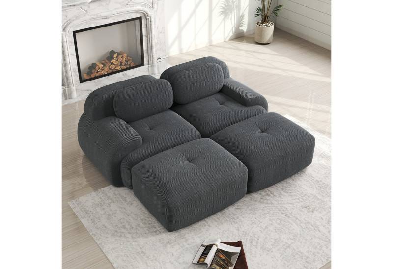 Odikalo 2-Sitzer modular kombinierbar Schlafsofa Polstersofa, 2-Sitzer-Sofa aus Cordstoff, modular kombinierbar mit Chaiselongue, rutschfest, ergonomische Armlehnen und hochelastische Polsterung für Wohnzimmer und Schlafzimmer, Mehrfarbig von Odikalo