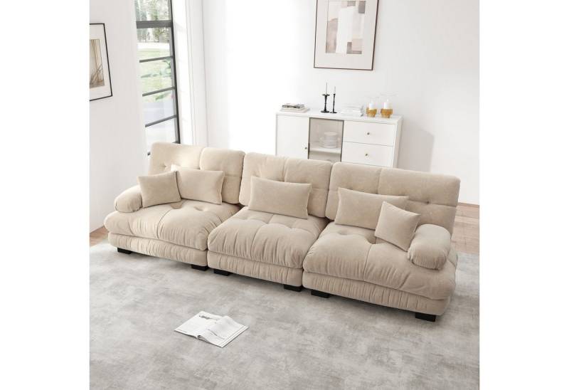 Odikalo 3-Sitzer Ecksofa Schlafsofa mit Tiefensitz Gepolstert, Sofa, 3-Sitzer Modulares Ecksofa mit Tiefensitz, Chenille Schlafsofa Komfortabel Gepolstert für Wohnzimmer, Apartment, Studio, Büro, Chenille Mehrfarbig von Odikalo