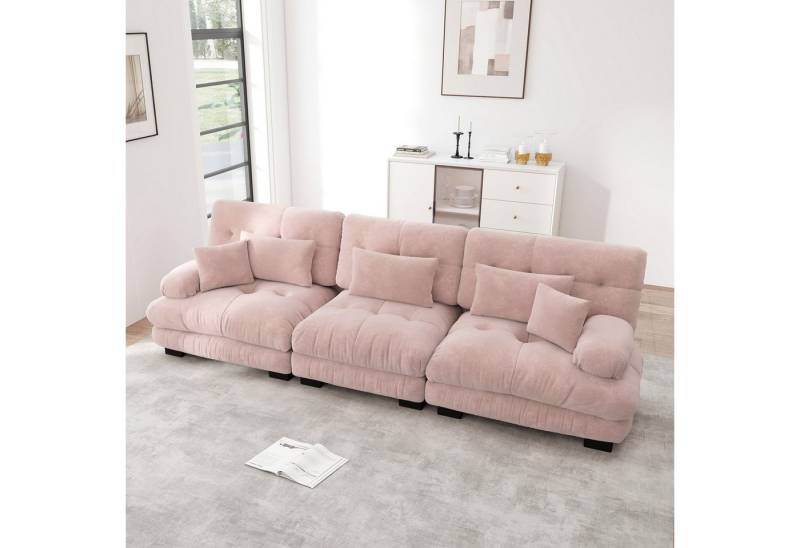 Odikalo 3-Sitzer Ecksofa Schlafsofa mit Tiefensitz Gepolstert, Sofa, 3-Sitzer Modulares Ecksofa mit Tiefensitz, Chenille Schlafsofa Komfortabel Gepolstert für Wohnzimmer, Apartment, Studio, Büro, Chenille Mehrfarbig von Odikalo