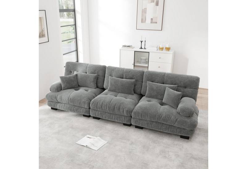 Odikalo 3-Sitzer Ecksofa Schlafsofa mit Tiefensitz Gepolstert, Sofa, 3-Sitzer Modulares Ecksofa mit Tiefensitz, Chenille Schlafsofa Komfortabel Gepolstert für Wohnzimmer, Apartment, Studio, Büro, Chenille Mehrfarbig von Odikalo