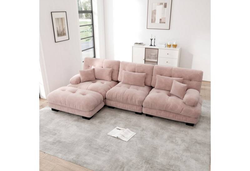 Odikalo 3-Sitzer Modulares Sofa Schlafsofa mit Ottoman, Luxuriöses Modulares Ecksofa - Übergroßes L-förmiges Cloud Couch für Wohnzimmer, Tiefes Schlafsofa mit Ottoman, Cord, Chenille von Odikalo