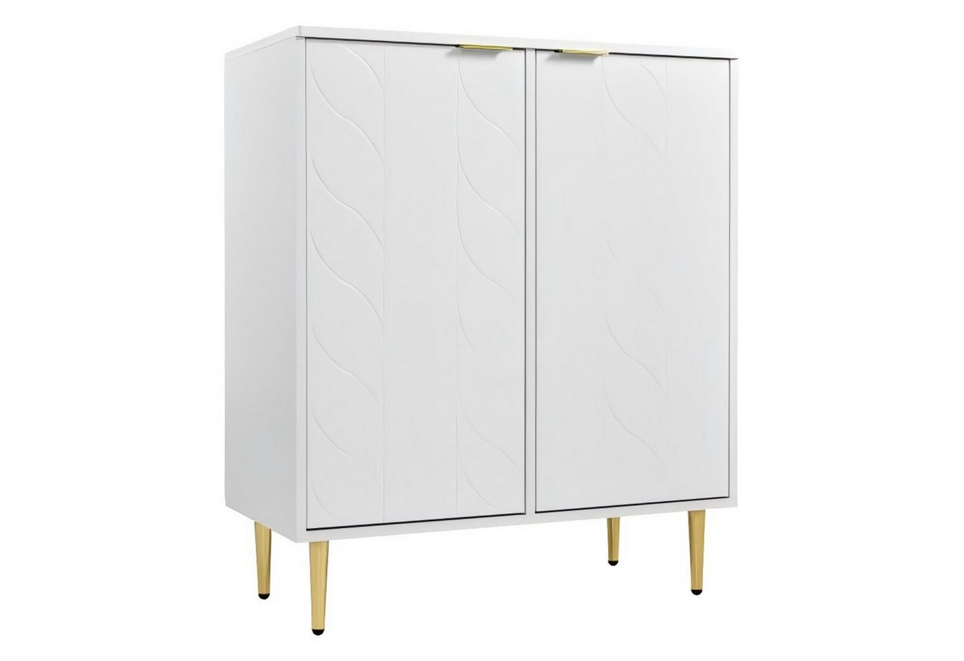 Odikalo Anrichte Sideboard Kommode Flurschrank 3 Einlegeböden 2 Türen 6 Fächer weiß von Odikalo