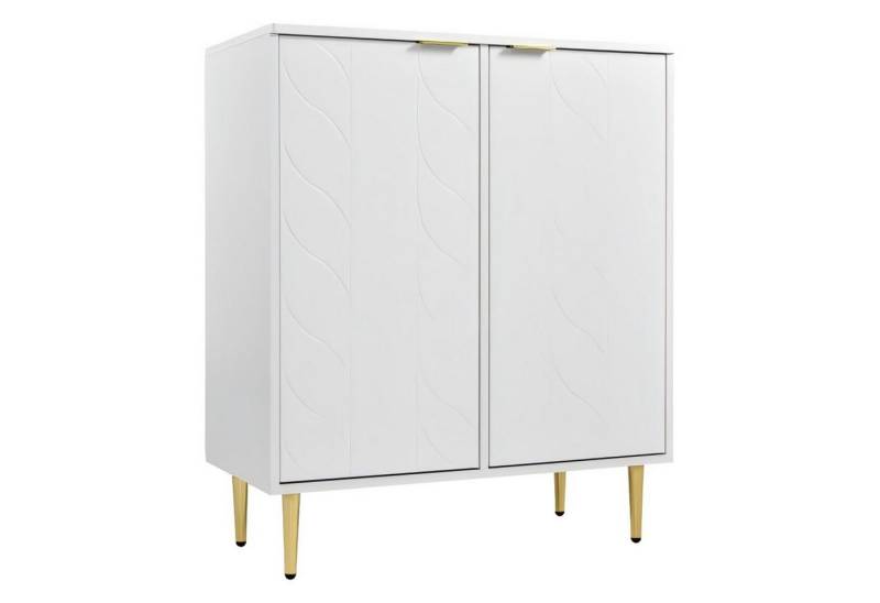 Odikalo Anrichte Sideboard Kommode Flurschrank 3 Einlegeböden 2 Türen 6 Fächer weiß von Odikalo