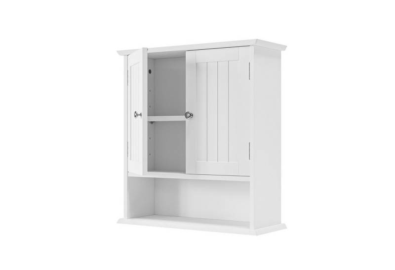Odikalo Badezimmerspiegelschrank Wandschrank Medizinschrank Badezimmerschrank Regal 2 Türen Weiß/Grau von Odikalo