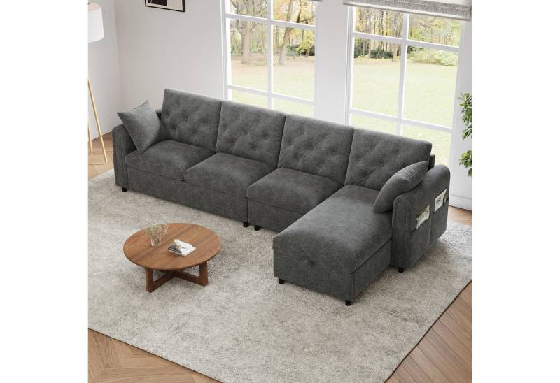 Odikalo Big-Sofa Ecksofa Samt Stauraum,verstellbarer Ecke & Magazintaschen beige/grau Odikalo Big-Sofa Ecksofa Samt Stauraum,verstellbarer Ecke & Magazintaschen beige/grau von Odikalo