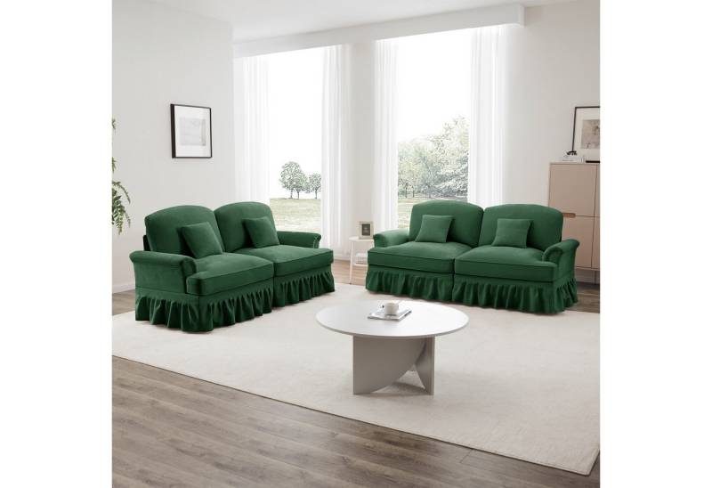 Odikalo Big-Sofa Ecksofa mit Schlaffunktion und Volant, Elegantes Mid-Century 2-3-4-5-Sitzer Sofa aus Chenille mit Trichter-Armlehnen, abnehmbarer Rüschenschürze & spindelförmigen Beinen – Komfortables Sofa fürs Wohnzimmer, Mehrfarbig Odikalo Big-Sofa Ecksofa mit Schlaffunktion und Volant, Elegantes Mid-Century 2-3-4-5-Sitzer Sofa aus Chenille mit Trichter-Armlehnen, abnehmbarer Rüschenschürze & spindelförmigen Beinen – Komfortables Sofa fürs Wohnzimmer, Mehrfarbig von Odikalo