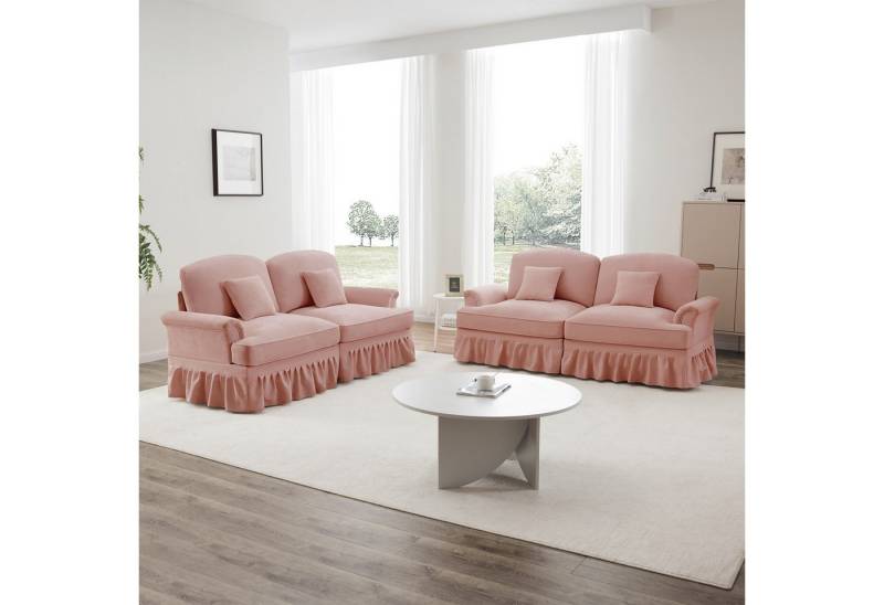 Odikalo Big-Sofa Ecksofa mit Schlaffunktion und Volant, Elegantes Mid-Century 2-3-4-5-Sitzer Sofa aus Chenille mit Trichter-Armlehnen, abnehmbarer Rüschenschürze & spindelförmigen Beinen – Komfortables Sofa fürs Wohnzimmer, Mehrfarbig Odikalo Big-Sofa Ecksofa mit Schlaffunktion und Volant, Elegantes Mid-Century 2-3-4-5-Sitzer Sofa aus Chenille mit Trichter-Armlehnen, abnehmbarer Rüschenschürze & spindelförmigen Beinen – Komfortables Sofa fürs Wohnzimmer, Mehrfarbig von Odikalo