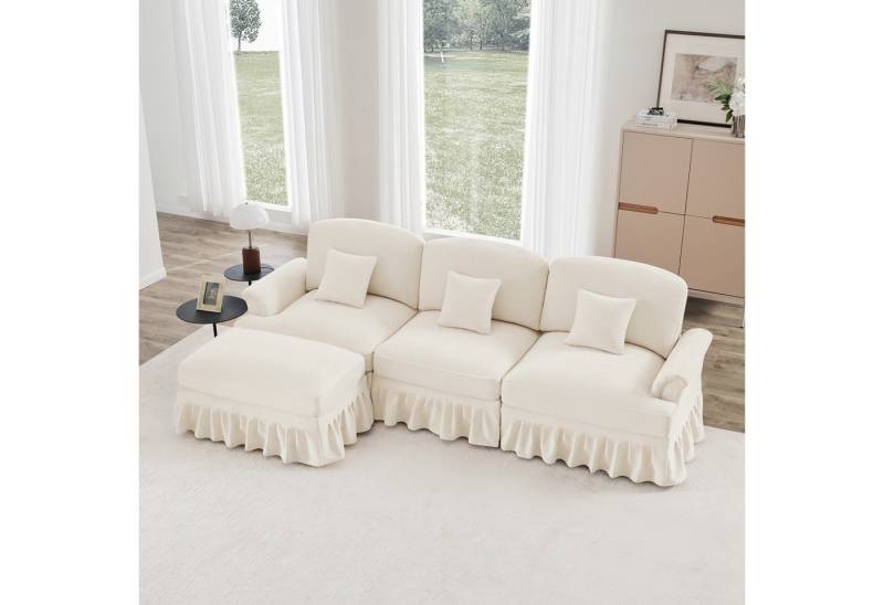 Odikalo Big-Sofa Ecksofa mit Schlaffunktion und Volant, Elegantes Mid-Century 2-3-4-5-Sitzer Sofa aus Chenille mit Trichter-Armlehnen, abnehmbarer Rüschenschürze & spindelförmigen Beinen – Komfortables Sofa fürs Wohnzimmer, Mehrfarbig Odikalo Big-Sofa Ecksofa mit Schlaffunktion und Volant, Elegantes Mid-Century 2-3-4-5-Sitzer Sofa aus Chenille mit Trichter-Armlehnen, abnehmbarer Rüschenschürze & spindelförmigen Beinen – Komfortables Sofa fürs Wohnzimmer, Mehrfarbig von Odikalo