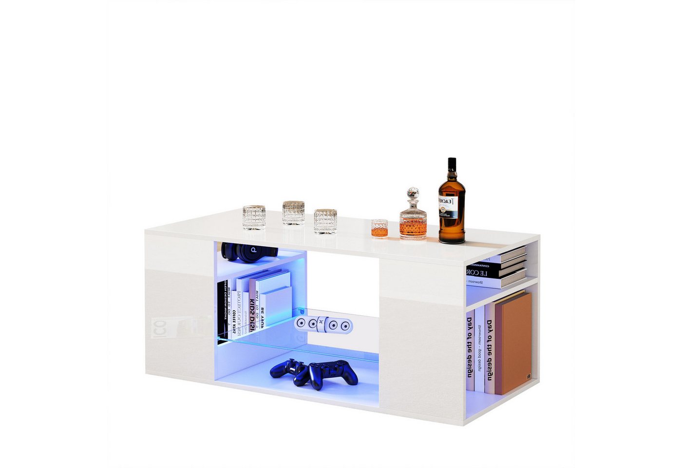 Odikalo Couchtisch Kaffeetisch Hochglanz Glas Weiß Mehrere Lagerplätze 96x45x45cm Odikalo Couchtisch Kaffeetisch Hochglanz Glas Weiß Mehrere Lagerplätze 96x45x45cm von Odikalo
