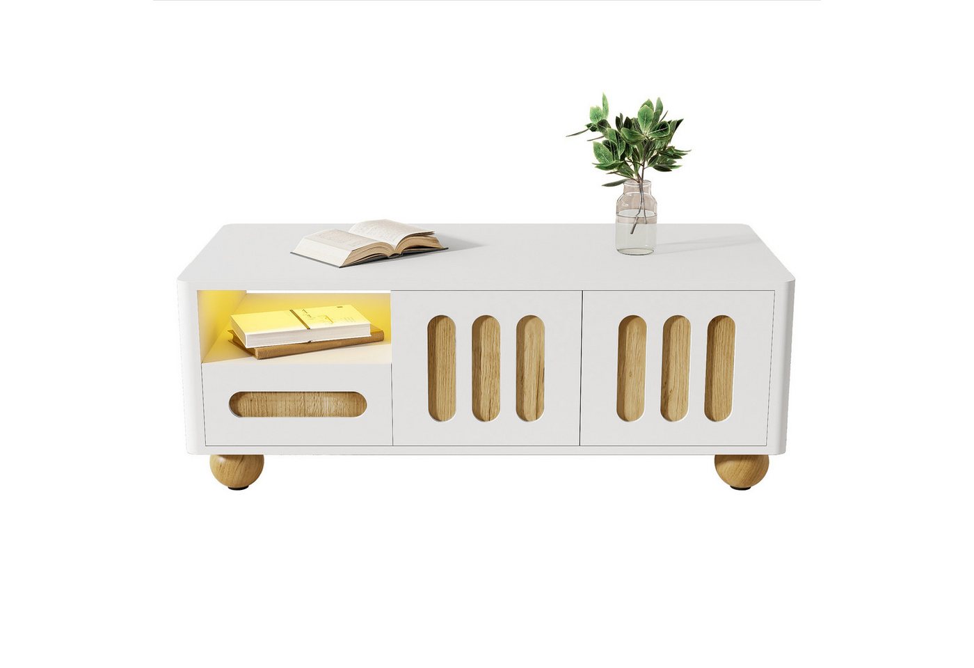 Odikalo Couchtisch Teetisch 105x50x40cm-Weiß Holzoptik Türen Schubladen offenem Fach Odikalo Couchtisch Teetisch 105x50x40cm-Weiß Holzoptik Türen Schubladen offenem Fach von Odikalo