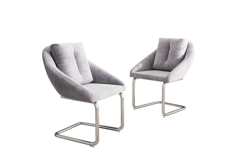 Odikalo Esszimmerstuhl Einzelstuhl Drehstuhl 2er-Set Samt mit Kissen Stützbeine Beige/Grau von Odikalo