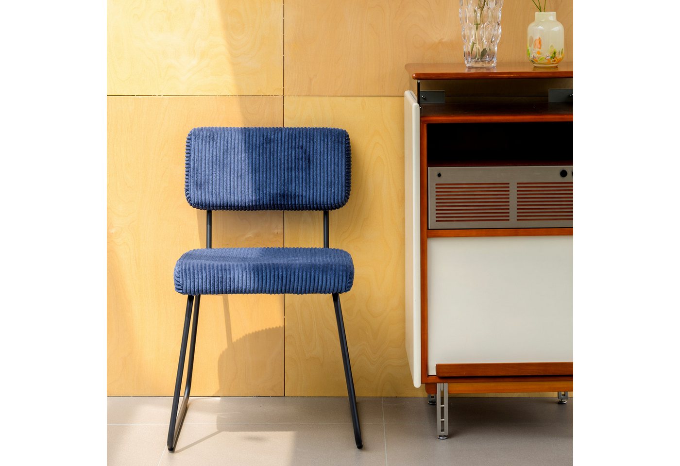 Odikalo Esszimmerstuhl Marineblau 2er-Set einzigartiges Design Streifenstruktur Metallgestell Odikalo Esszimmerstuhl Marineblau 2er-Set einzigartiges Design Streifenstruktur Metallgestell von Odikalo