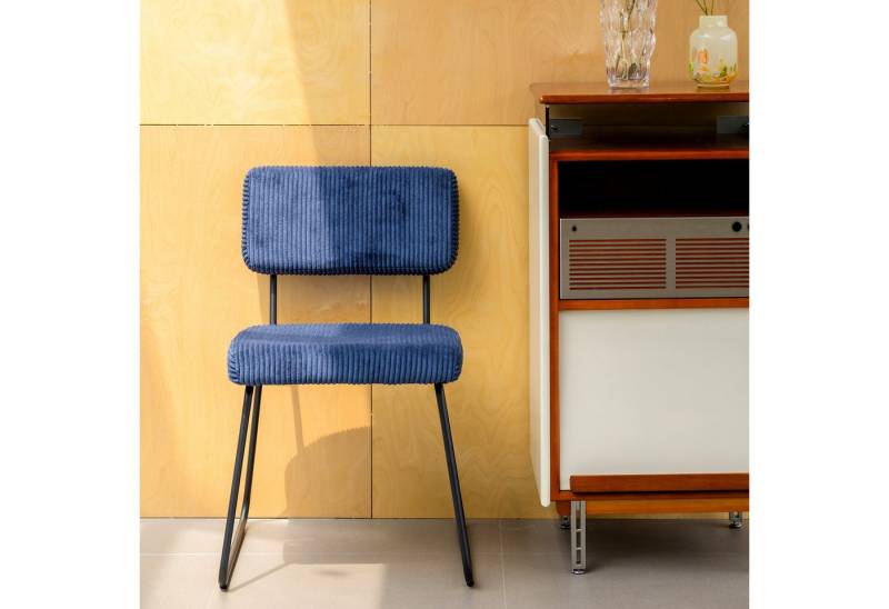 Odikalo Esszimmerstuhl Marineblau 2er-Set einzigartiges Design Streifenstruktur Metallgestell Odikalo Esszimmerstuhl Marineblau 2er-Set einzigartiges Design Streifenstruktur Metallgestell von Odikalo