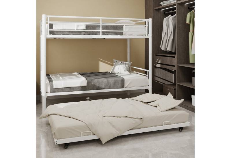 Odikalo Etagenbett Kinderbett Metallbett Hochbett Ausziehbett Leiter 90x190 Schwarz Weiß von Odikalo