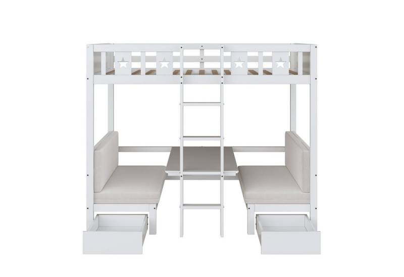 Odikalo Etagenbett Kinderbett Schreibtisch 2 in 1selbst gepolstert Schublade 200*90cm von Odikalo