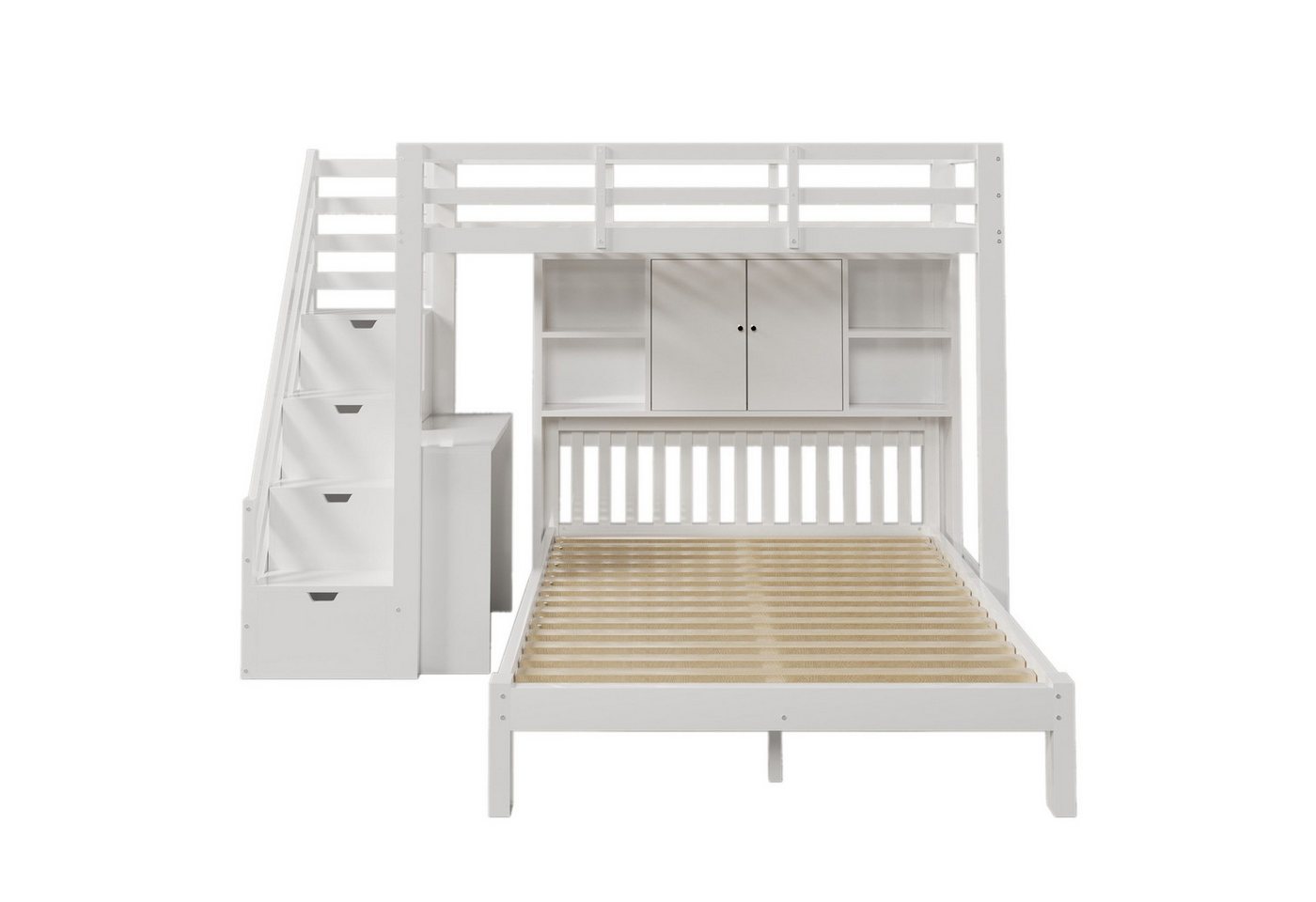 Odikalo Etagenbett Kinderbett mit Lagerregal, 90*200+140*200cm Ohne Matratze,Weiß Odikalo Etagenbett Kinderbett mit Lagerregal, 90*200+140*200cm Ohne Matratze,Weiß von Odikalo