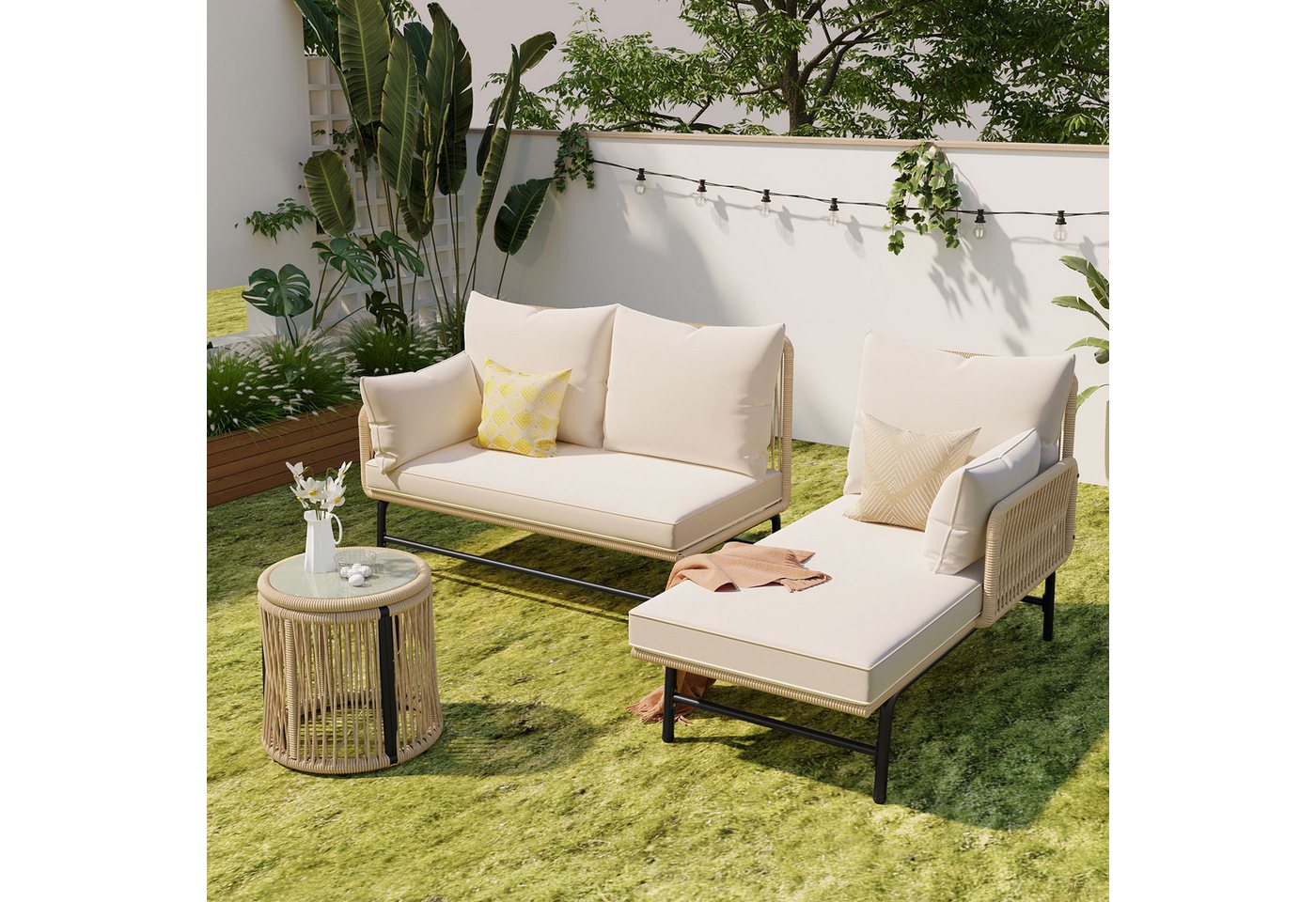 Odikalo Gartenlounge-Set Gartenmöbel-Set Eisengestell Sesseln Sofas Couchtisch Outdoor Beige Odikalo Gartenlounge-Set Gartenmöbel-Set Eisengestell Sesseln Sofas Couchtisch Outdoor Beige von Odikalo