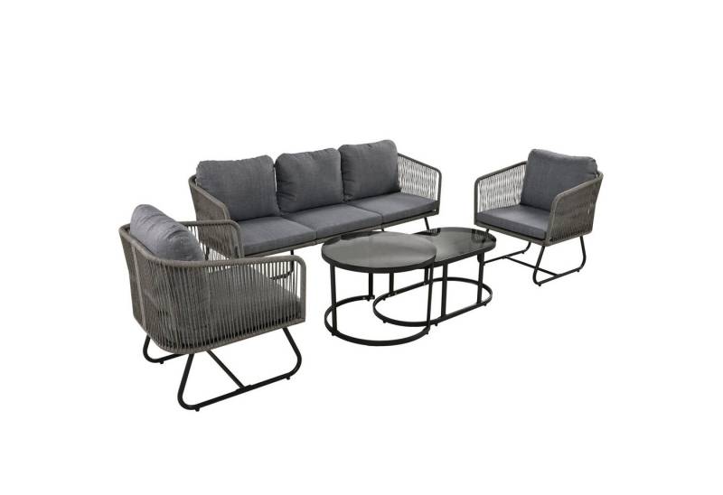 Odikalo Gartenlounge-Set Gartenmöbel-Set verstellbare Füße Tischplatte glattem Glas 5er-Set von Odikalo