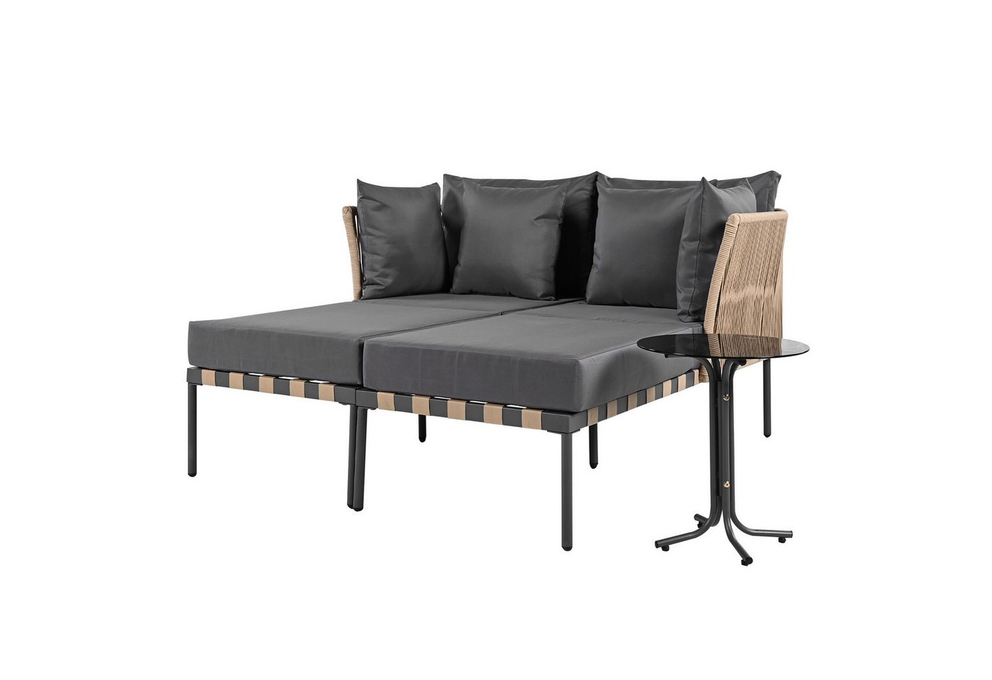 Odikalo Gartensofa Loungesessel-Set Terrassen Outdoor mit Couchtisch 4 Kissen Beige/Grau Odikalo Gartensofa Loungesessel-Set Terrassen Outdoor mit Couchtisch 4 Kissen Beige/Grau von Odikalo