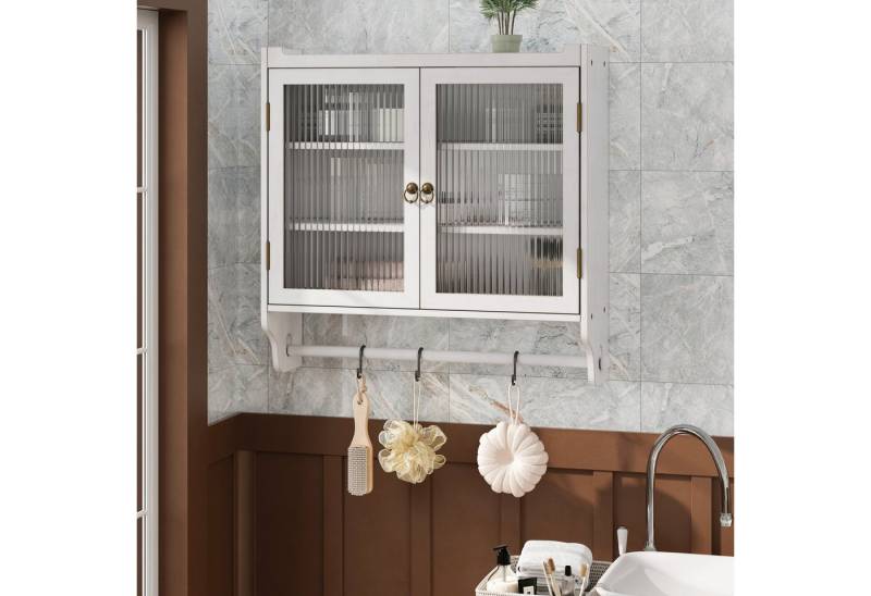 Odikalo Hängeschrank Wandhängeschrank Glashängeschrank Wandschrank Tuchhalter Weiß/Braun Odikalo Hängeschrank Wandhängeschrank Glashängeschrank Wandschrank Tuchhalter Weiß/Braun von Odikalo