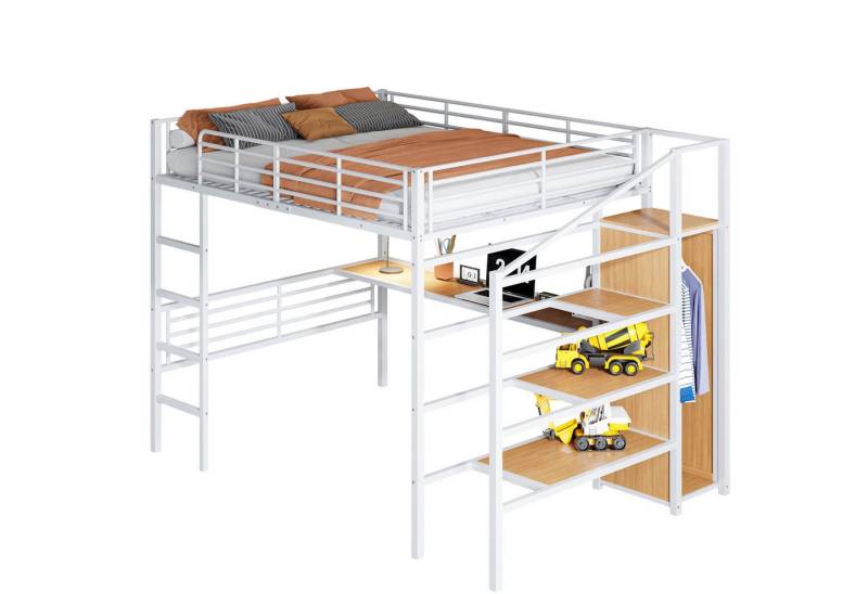 Odikalo Hochbett Jugendbett Schreibtisch Kleiderschrank Schwarz90/140(Ohne Matratze) von Odikalo