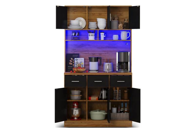 Odikalo Hochschrank Buffet 100x40x180cm verstellbaren Einlegeböden für Küchen Esszimmer von Odikalo