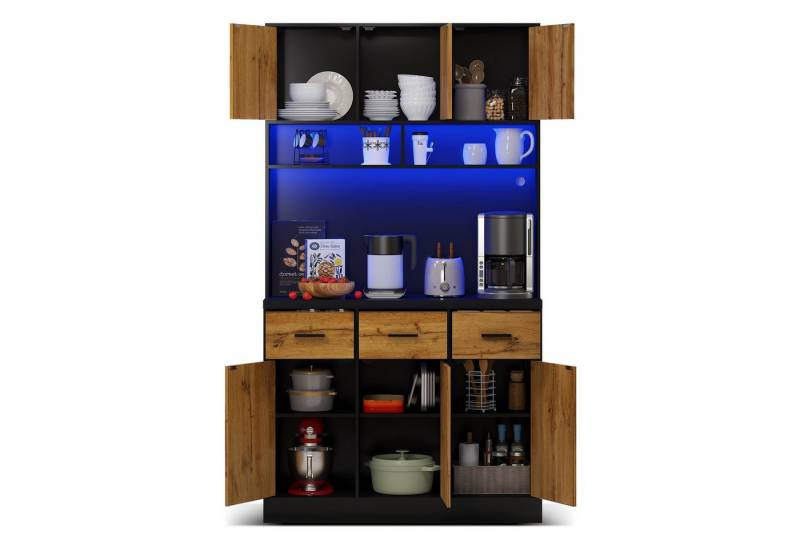 Odikalo Hochschrank Buffet 100x40x180cm verstellbaren Einlegeböden für Küchen Esszimmer von Odikalo