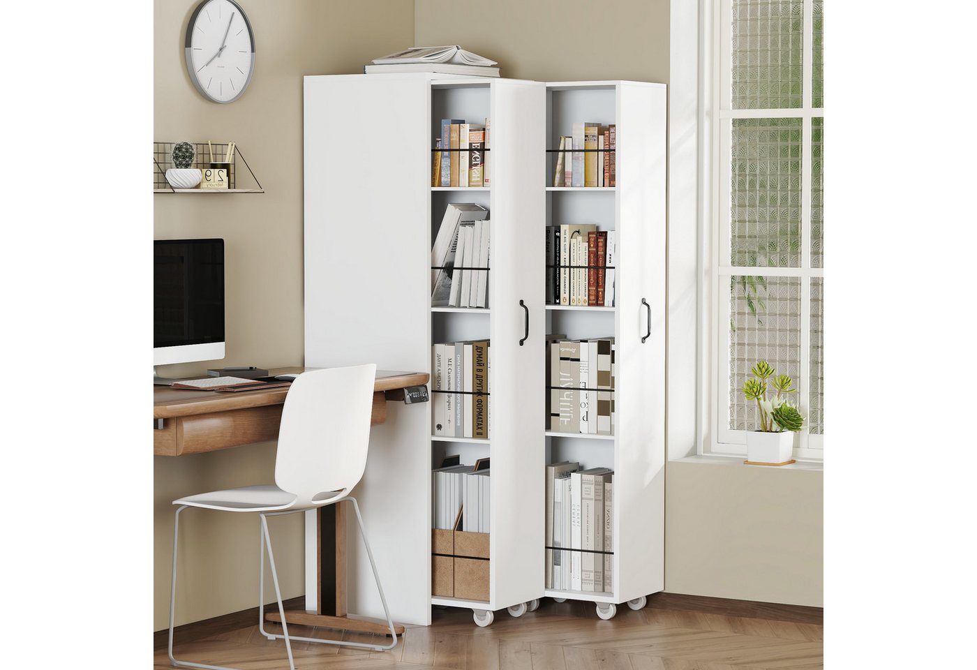 Odikalo Hochschrank Eckschrank Standvitrine mit Stauraum (180 cm hohes, extra schmales Bücherregal mit seitlichen Schubladen - Verstellbare Böden, links und rechts austauschbar, geeignet für kleine Räume -Sideboard, Wohnzimmer-Hochschrank, Bücherregal, für Wohnzimmer, Esszimmer, Flur, Schlafzimmer, Büro, Wohnung) Odikalo Hochschrank Eckschrank Standvitrine mit Stauraum (180 cm hohes, extra schmales Bücherregal mit seitlichen Schubladen - Verstellbare Böden, links und rechts austauschbar, geeignet für kleine Räume -Sideboard, Wohnzimmer-Hochschrank, Bücherregal, für Wohnzimmer, Esszimmer, Flur, Schlafzimmer, Büro, Wohnung) von Odikalo