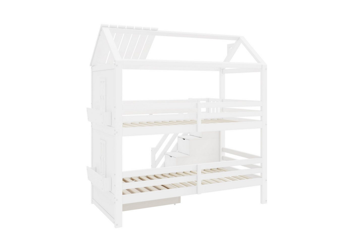 Odikalo Kinderbett Etagenbett,90*200cm,Extra großer Stauraum, Ohne Matratze Weiß von Odikalo