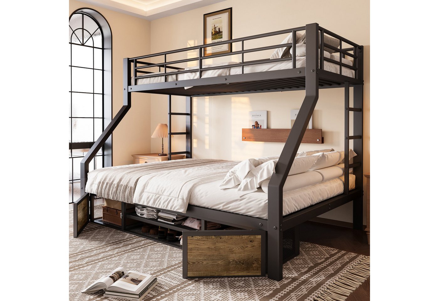 Odikalo Kinderbett Etagenbett Schuhschrank Staufach Sicherheitsgeländer Leiter 90/140x200 Odikalo Kinderbett Etagenbett Schuhschrank Staufach Sicherheitsgeländer Leiter 90/140x200 von Odikalo