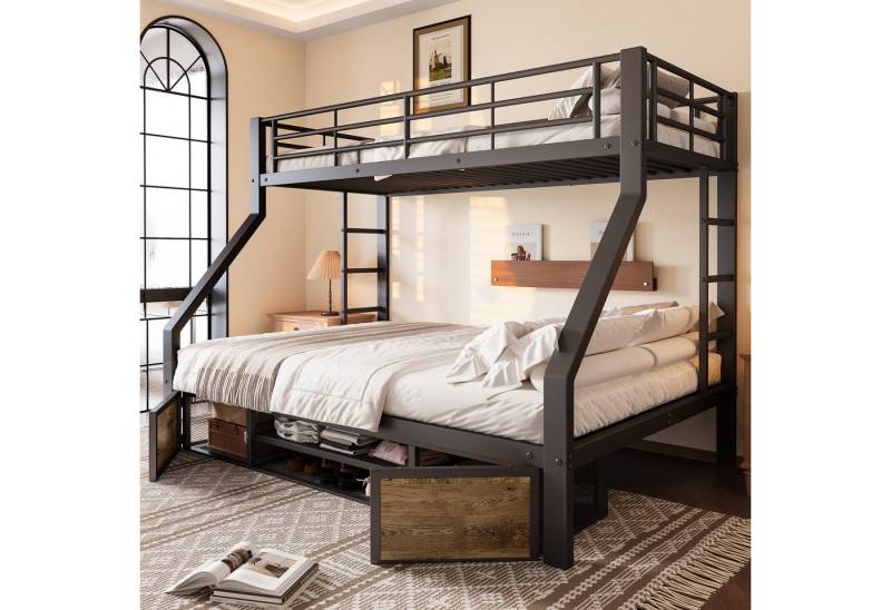 Odikalo Kinderbett Etagenbett Schuhschrank Staufach Sicherheitsgeländer Leiter 90/140x200 von Odikalo