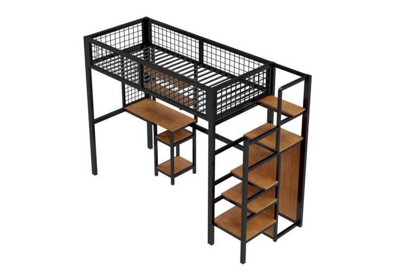 Odikalo Kinderbett Hochbett 90/140x200 Leiter Eisenrahmen Kleiderschrank Computertisch von Odikalo