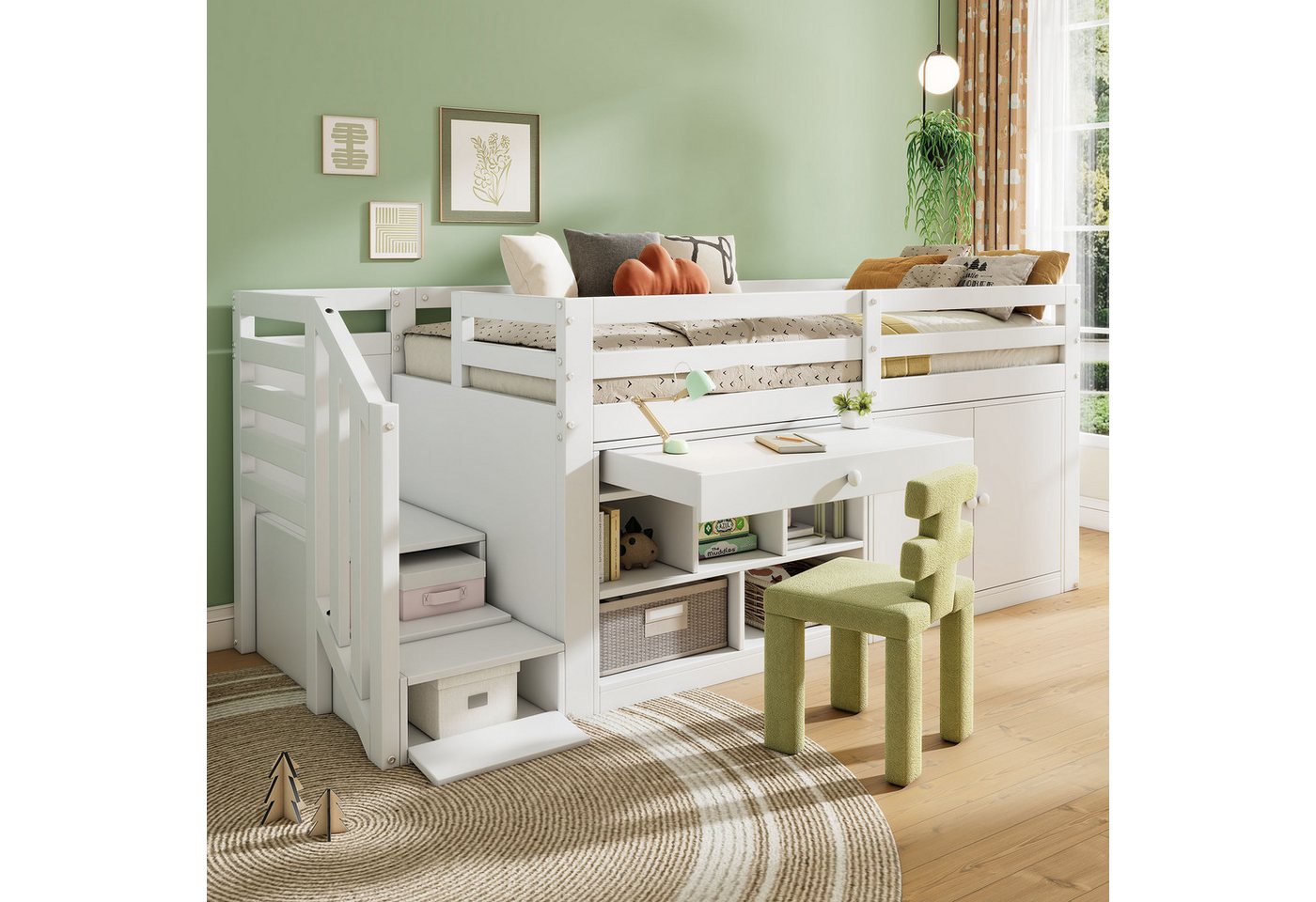 Odikalo Kinderbett Hochbett Massivholzbett Stauraum Schubladen Schreibtisch 90x200cm Weiß Odikalo Kinderbett Hochbett Massivholzbett Stauraum Schubladen Schreibtisch 90x200cm Weiß von Odikalo